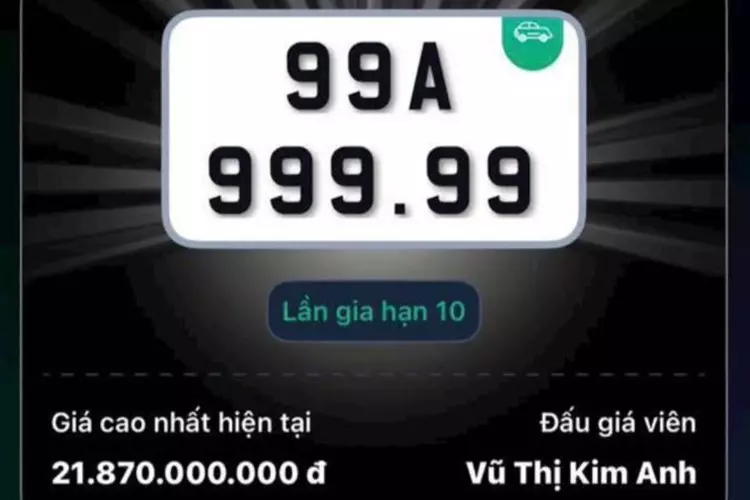 Biển số ô tô “ngũ quý 9” tại Bắc Ninh xác lập kỷ lục đấu giá 21,8 tỷ đồng- Ảnh 1.