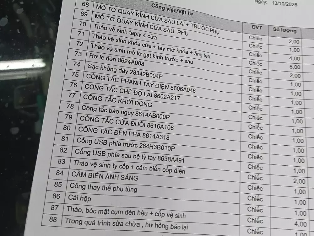 Hóa đơn sửa chữa lên đến 540 triệu đồng của chiếc Mitsubishi Xforce ngập nước Hóa đơn sửa chữa lên đến 540 triệu đồng của chiếc Mitsubishi Xforce ngập nước