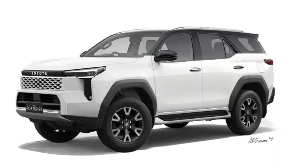 H&igrave;nh ảnh ph&aacute;c họa khu vực ph&iacute;a trước của Toyota Fortuner thế hệ mới.