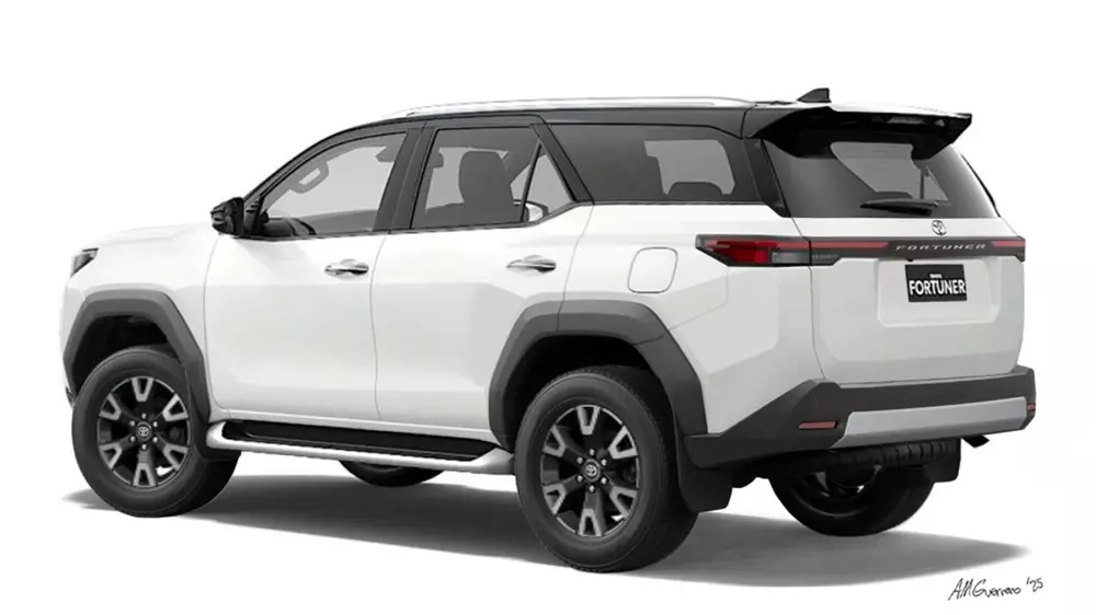 H&igrave;nh ảnh ph&aacute;c họa khu vực ph&iacute;a sau của Toyota Fortuner thế hệ mới.