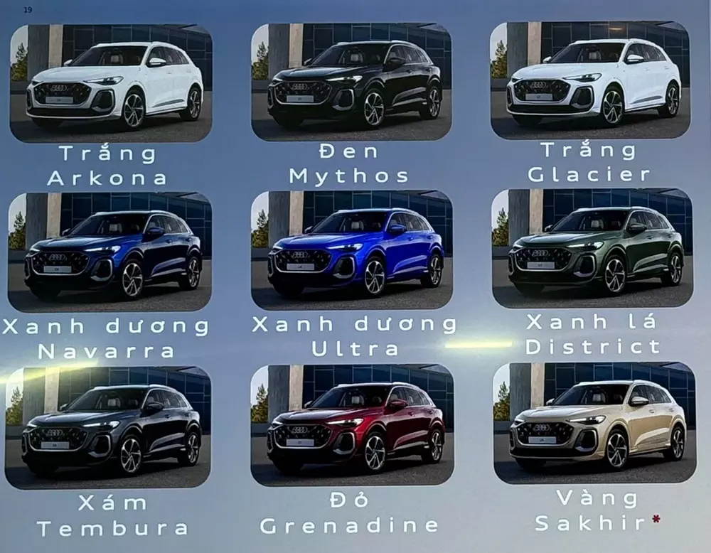 9 lựa chọn m&agrave;u sắc ngoại thất của Audi Q5 thế hệ mới