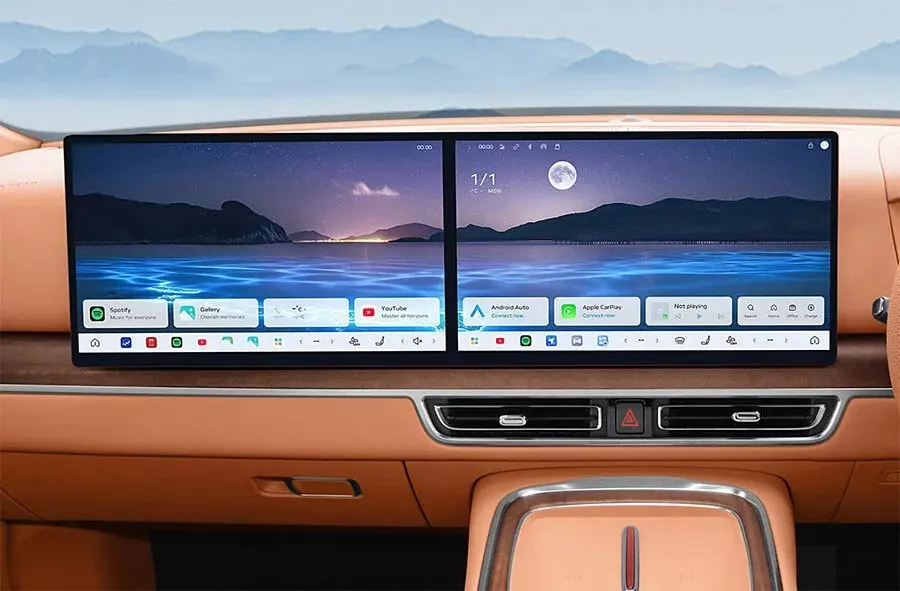 Bộ đ&ocirc;i m&agrave;n h&igrave;nh c&ugrave;ng c&oacute; k&iacute;ch thước 15,6 inch của Hongqi E-HS9
