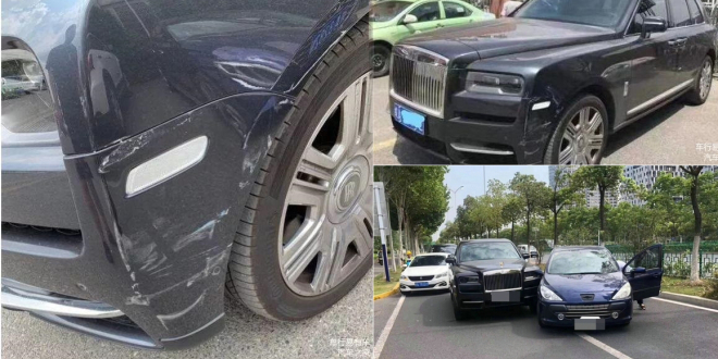 Hiện trường vụ tai nạn v&agrave; những thiệt hại của chiếc Rolls-Royce Cullinan