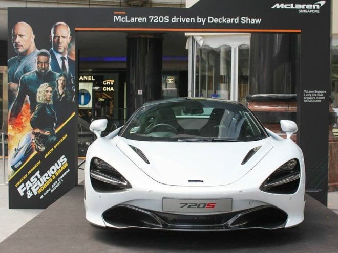 Chiếc McLaren 720S được trưng b&agrave;y tại Suntec City nh&acirc;n ng&agrave;y chiếu phim Fast & Furious: Hobbs & Shaw