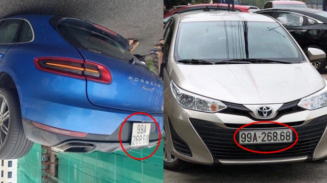 Biển số 99A-268.68 được lắp tr&ecirc;n cả Porsche Macan v&agrave; Toyota Vios