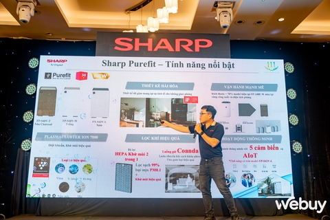 Cận cảnh máy lọc không khí SHARP lich truc tiep bong da ngoai hang anh: Kích thước gọn gàng, màu sắc nhẹ nhàng, đặc biệt công nghệ Plasmacluster ion diệt khuẩn 