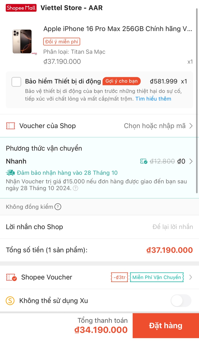 Săn iPhone 16 Pro Max trong ngày sale 25/10: Màu Titan Sa Mạc về hàng nhiều, giá đã "bình ổn"- Ảnh 3.