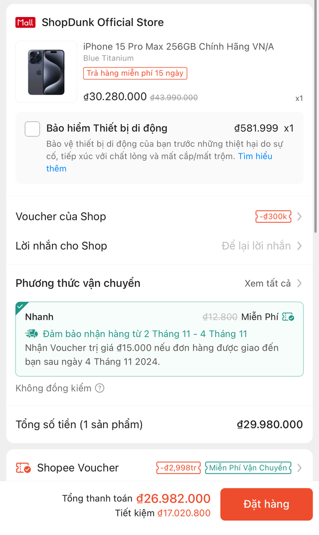 iPhone 15 Pro Max trong ngày sale 01/11 có giá bao nhiêu?- Ảnh 2.