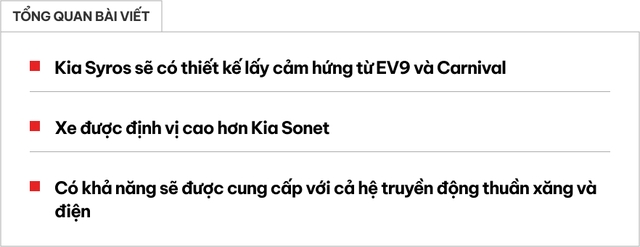 Kia nhá hàng mẫu SUV mới lớn hơn Sonet: Xác nhận tên Syros, thiết kế 'mượn' Carnival, cabin hứa hẹn rộng rãi như Seltos- Ảnh 1.