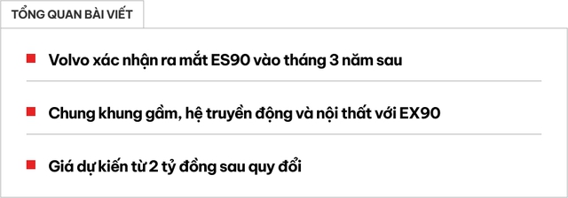 Volvo ES90 chốt ngày ra mắt, thêm lựa chọn đẳng cấp hơn cho ông chủ đang thích S90: Dài xấp xỉ 5m, ghế sau siêu rộng, không dưới 600km/sạc- Ảnh 1.