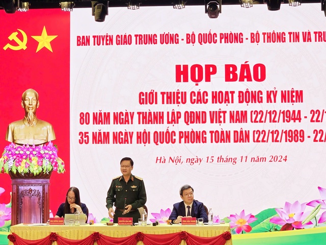 Lãnh đạo Cục Tuyên huấn (Tổng cục Chính trị QĐND Việt Nam), Cục Báo chí (Bộ Thông tin và Truyền thông), Vụ Báo chí - Xuất bản (Ban Tuyên giáo Trung ương) đồng chủ trì họp báo.