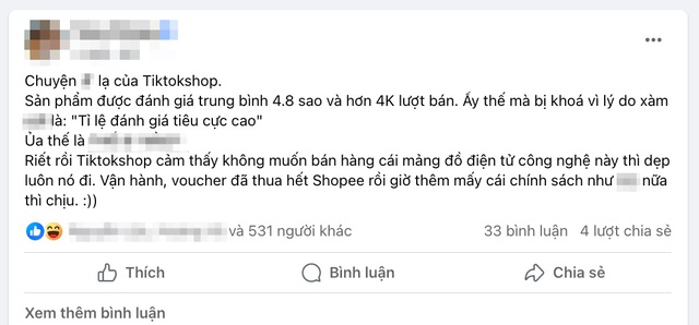 Nhiều người bán hàng trên TikTok Shop than trời khi bị khoá sản phẩm vì lý do hết sức trời ơi này- Ảnh 1.