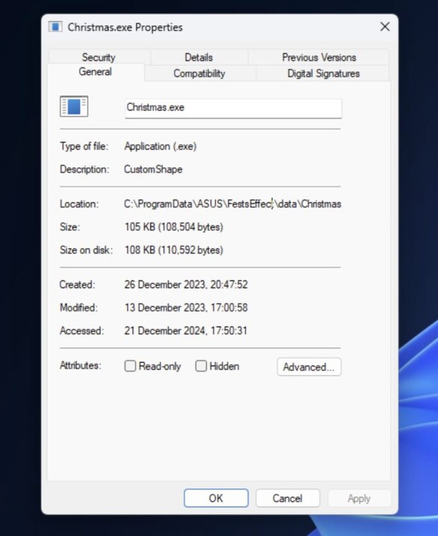 Người d&ugrave;ng Windows 11 t&aacute; hỏa khi thấy &ldquo;Christmas.exe&rdquo; chạy tr&ecirc;n m&aacute;y, h&oacute;a ra l&agrave; phần mềm mặc định của ASUS- Ảnh 2.