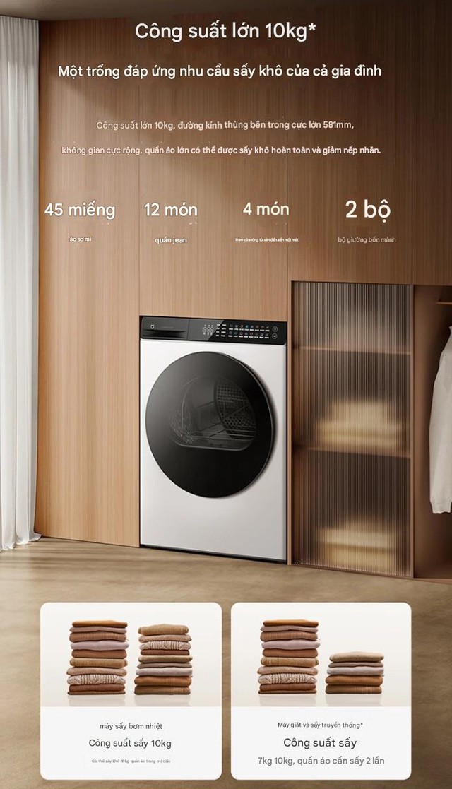 Xiaomi ra mắt máy sấy bơm nhiệt: Tải trọng 10Kg, thiết kế siêu mỏng, giá 12.5 triệu đồng- Ảnh 1.