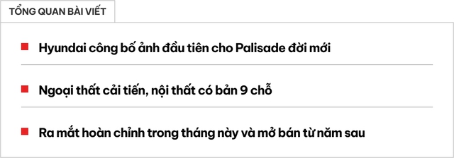 Hyundai Palisade 2025 có loạt ảnh chính thức đầu tiên: Thiết kế khác hẳn đời cũ, góc cạnh như Santa Fe, hàng ghế trước có tới 3 chỗ ngồi- Ảnh 1. Hyundai Palisade 2025 có loạt ảnh chính thức đầu tiên: Thiết kế khác hẳn đời cũ, góc cạnh như Santa Fe, hàng ghế trước có tới 3 chỗ ngồi- Ảnh 1.