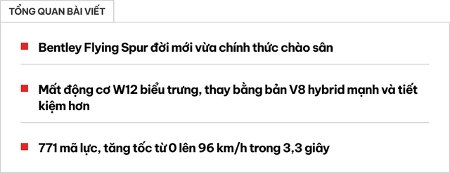 Bentley Flying Spur 2025 ra mắt: Thiết kế ít khác biệt, động cơ V8 hybrid mạnh nhất lịch sử hãng, bán cuối năm 2024- Ảnh 1.