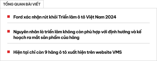 Ford, Volvo, BYD, VW bỏ VMS 2024, triển lãm dần thưa thớt, chưa đến 10 hãng ô tô tham gia- Ảnh 1.