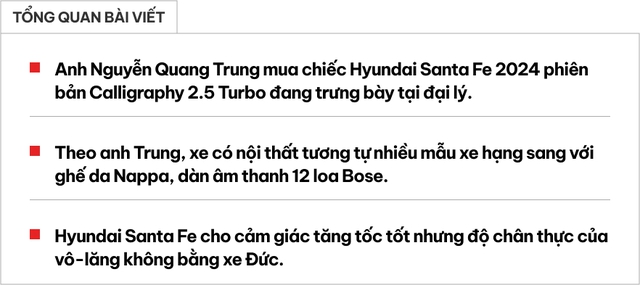 Mua Santa Fe đầu tiên Việt Nam, chủ xe nói: 'Sáng đang cà phê thấy tin ra mắt, chiều đến xem thấy thích nên chuyển tiền lấy luôn mẫu trưng bày'- Ảnh 1.