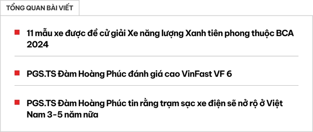 Xe điện, hybrid bùng nổ ở Việt Nam: 11 mẫu lọt đề cử xe xanh tại BCA 2024, VinFast VF 6 được chuyên gia đánh giá cao- Ảnh 1.