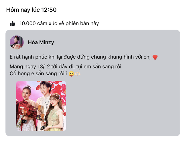 Hòa Minzy viết gì mà phải sửa gấp sau 3 phút đăng hình với Mỹ Tâm- Ảnh 3.