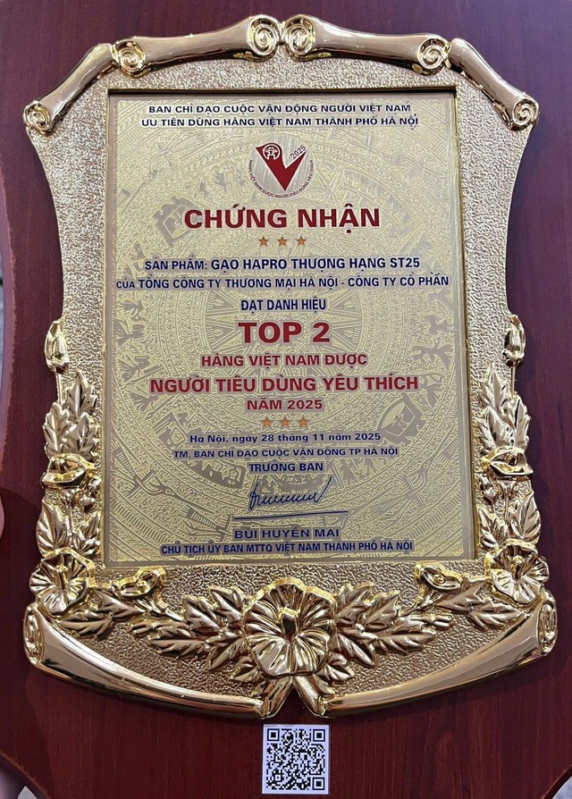 Gạo Hapro thượng hạng ST25 được vinh danh TOP 2 &ldquo;H&agrave;ng Việt Nam được người ti&ecirc;u d&ugrave;ng y&ecirc;u th&iacute;ch&rdquo;  năm 2025- Ảnh 4.