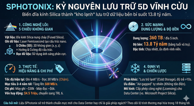 Đột ph&aacute; mới về c&ocirc;ng nghệ ổ cứng d&ugrave;ng k&iacute;nh 5D: Lưu trữ l&acirc;u tới 13.8 tỷ năm, nhỏ bằng b&agrave;n tay nhưng chưa tới 360 TB- Ảnh 2.