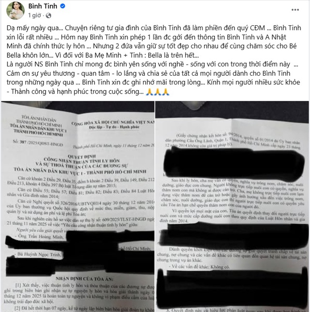 B&igrave;nh Tinh ch&iacute;nh thức c&ocirc;ng khai ly h&ocirc;n, xin lỗi kh&aacute;n giả- Ảnh 1.