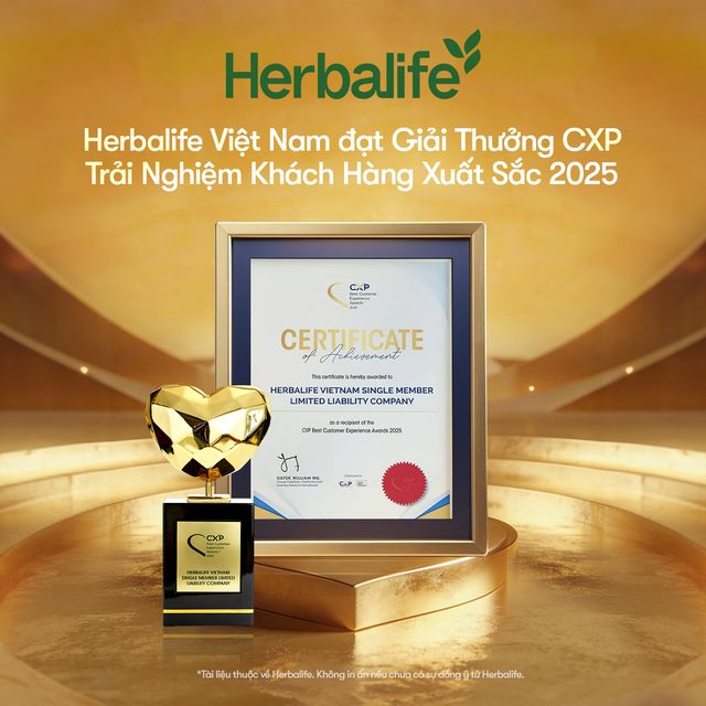 Herbalife Việt Nam đạt giải thưởng khu vực "CXP Trải Nghiệm Kh&aacute;ch H&agrave;ng Xuất Sắc" năm 2025- Ảnh 1.