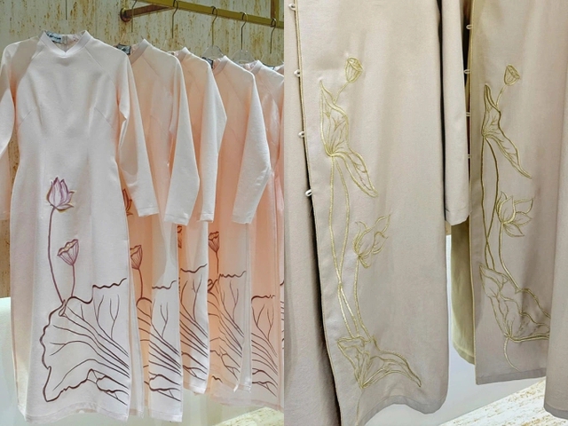 Áo dài cưới của Tiên Nguyễn được làm từ tơ sen hiếm bậc nhất Việt Nam!- Ảnh 4.