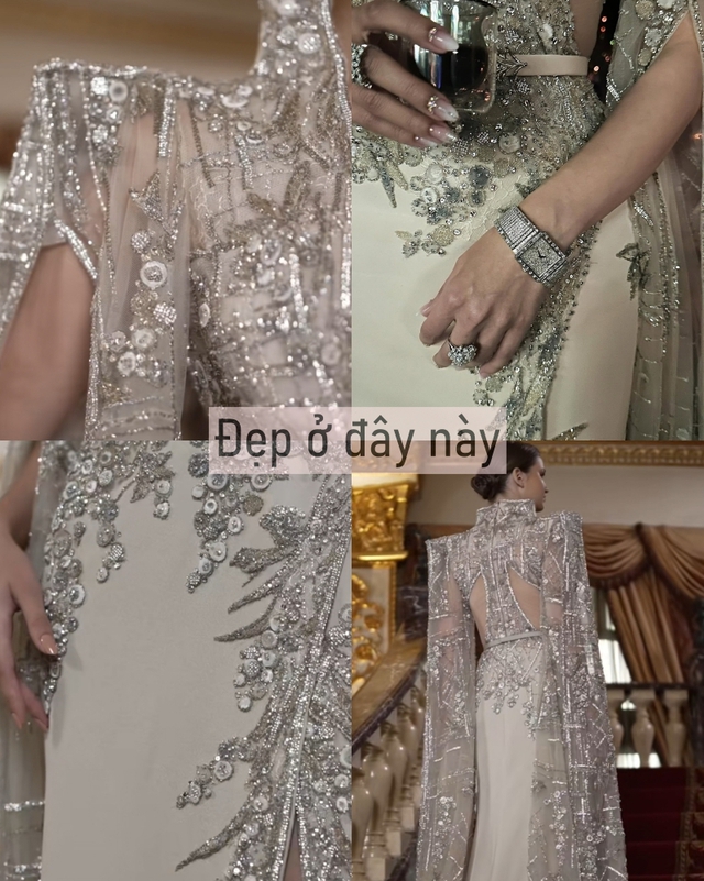 Đ&aacute;m cưới Ti&ecirc;n Nguyễn th&agrave;nh &ldquo;thảm đỏ&rdquo; thu nhỏ: Mẹ đẻ diện v&aacute;y 600 triệu, mẹ chồng chọn thiết kế "made in Vietnam" tinh xảo- Ảnh 3.