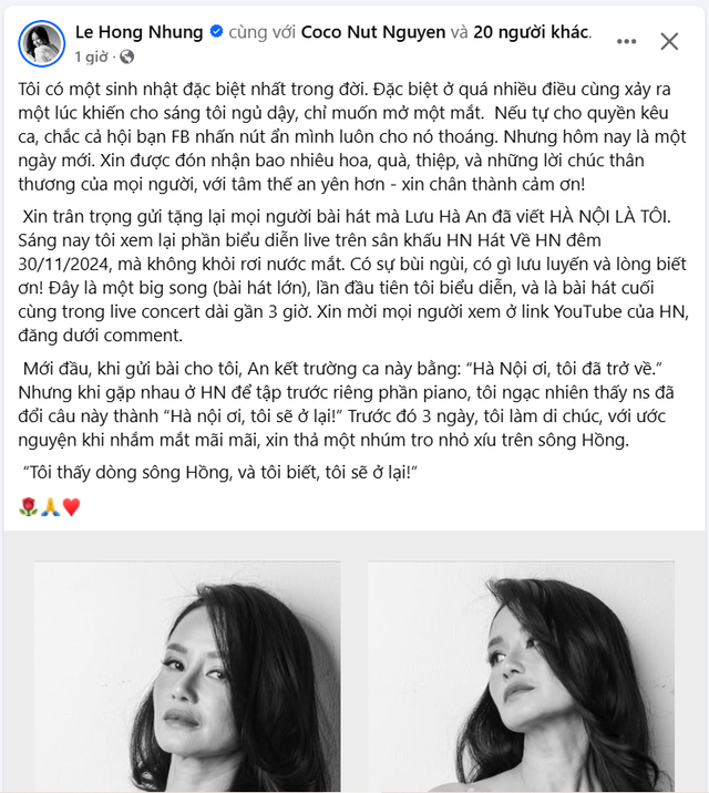 Hồng Nhung chia sẻ xúc động trong ngày sinh nhật: "Trước đó 3 ngày, tôi làm di chúc"- Ảnh 1. Hồng Nhung chia sẻ xúc động trong ngày sinh nhật: "Trước đó 3 ngày, tôi làm di chúc"- Ảnh 1.