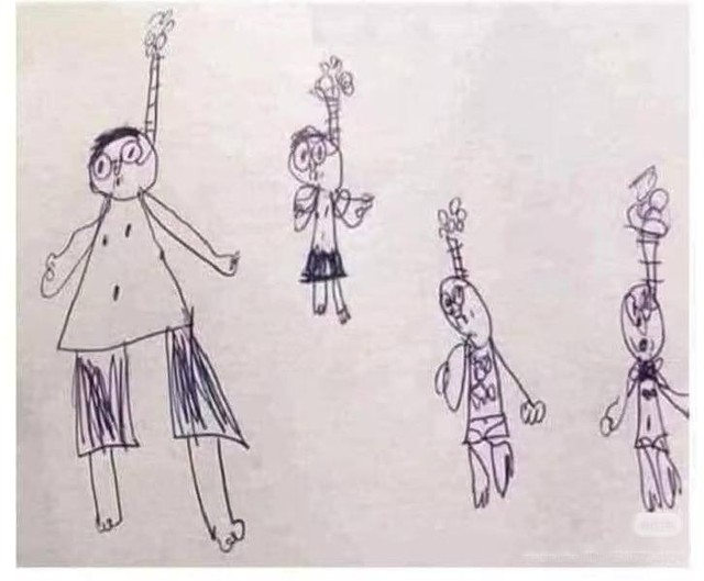 Ph&oacute;ng to rồi thu nhỏ bức vẽ cả gia đ&igrave;nh 4 người trong 1 tư thế, c&ocirc; gi&aacute;o t&aacute;i xanh mặt gọi phụ huynh: Sự thật khiến tất cả đầu h&agrave;ng!- Ảnh 1.