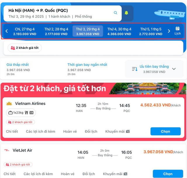 Vé máy bay dịp 30/4 tăng chóng mặt: Một địa điểm có giá vé tăng gần gấp đôi dù đi bất kì đâu- Ảnh 1. Vé máy bay dịp 30/4 tăng chóng mặt: Một địa điểm có giá vé tăng gần gấp đôi dù đi bất kì đâu- Ảnh 1.
