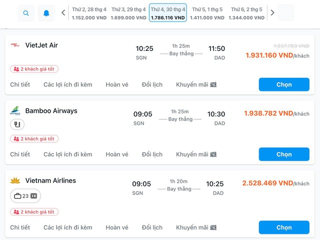 Vé máy bay dịp 30/4 tăng chóng mặt: Một địa điểm có giá vé tăng gần gấp đôi dù đi bất kì đâu- Ảnh 2. Vé máy bay dịp 30/4 tăng chóng mặt: Một địa điểm có giá vé tăng gần gấp đôi dù đi bất kì đâu- Ảnh 2.
