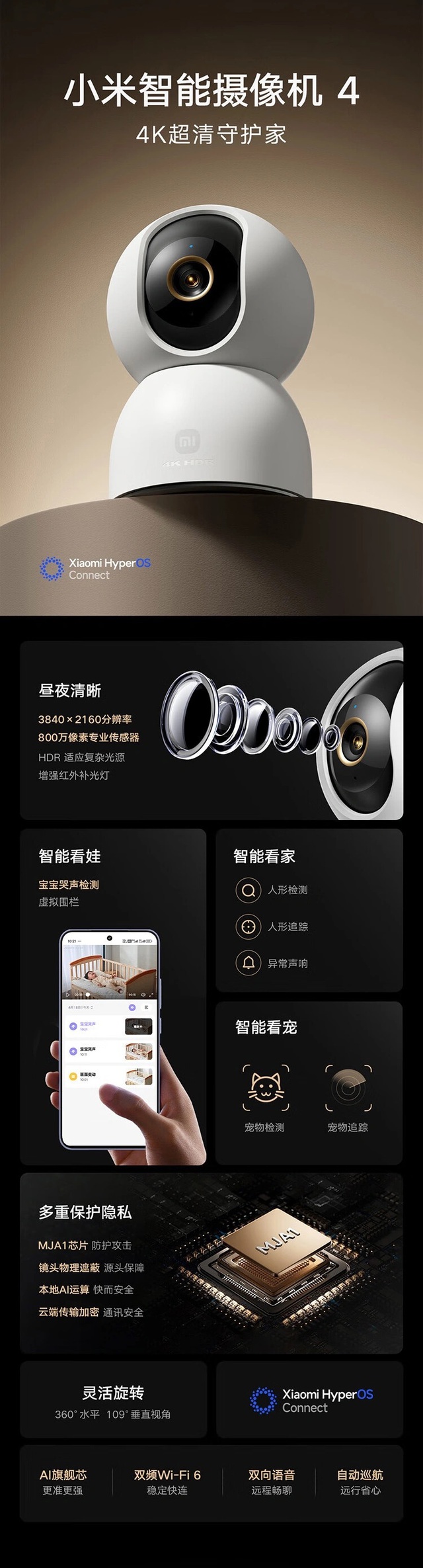 Xiaomi ra mắt camera giám sát Smart Camera 4: Quay 4K, xoay 360 độ, tích hợp chip AI do Xiaomi phát triển, giá chỉ 880.000 đồng- Ảnh 1. Xiaomi ra mắt camera giám sát Smart Camera 4: Quay 4K, xoay 360 độ, tích hợp chip AI do Xiaomi phát triển, giá chỉ 880.000 đồng- Ảnh 1.