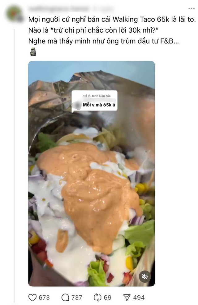 65k gói bim bim mang danh “tacos đi bộ” ở Hà Nội khiến dân tình xôn xao, càng “dậy sóng hơn” khi chủ quán lên tiếng- Ảnh 5. 65k gói bim bim mang danh “tacos đi bộ” ở Hà Nội khiến dân tình xôn xao, càng “dậy sóng hơn” khi chủ quán lên tiếng- Ảnh 5.