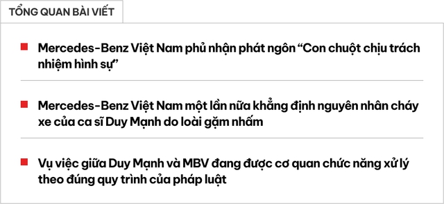 Mercedes-Benz lên tiếng vụ cháy xe của ca sĩ Duy Mạnh, phủ nhận phát ngôn ‘con chuột chịu trách nhiệm hình sự’- Ảnh 1. Mercedes-Benz lên tiếng vụ cháy xe của ca sĩ Duy Mạnh, phủ nhận phát ngôn ‘con chuột chịu trách nhiệm hình sự’- Ảnh 1.