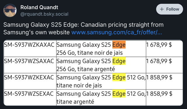 Samsung vô tình để lộ giá bán Galaxy S25 Edge siêu mỏng- Ảnh 1. Samsung vô tình để lộ giá bán Galaxy S25 Edge siêu mỏng- Ảnh 1.
