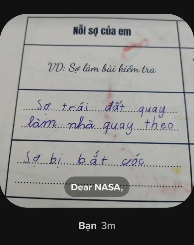 Hỏi về "nỗi sợ của em", học sinh lớp 2 ngoáy bút khiến cô giáo run theo: Sợ vợ, sợ cả trái đất quay làm... cái nhà quay theo!- Ảnh 1. Hỏi về "nỗi sợ của em", học sinh lớp 2 ngoáy bút khiến cô giáo run theo: Sợ vợ, sợ cả trái đất quay làm... cái nhà quay theo!- Ảnh 1.