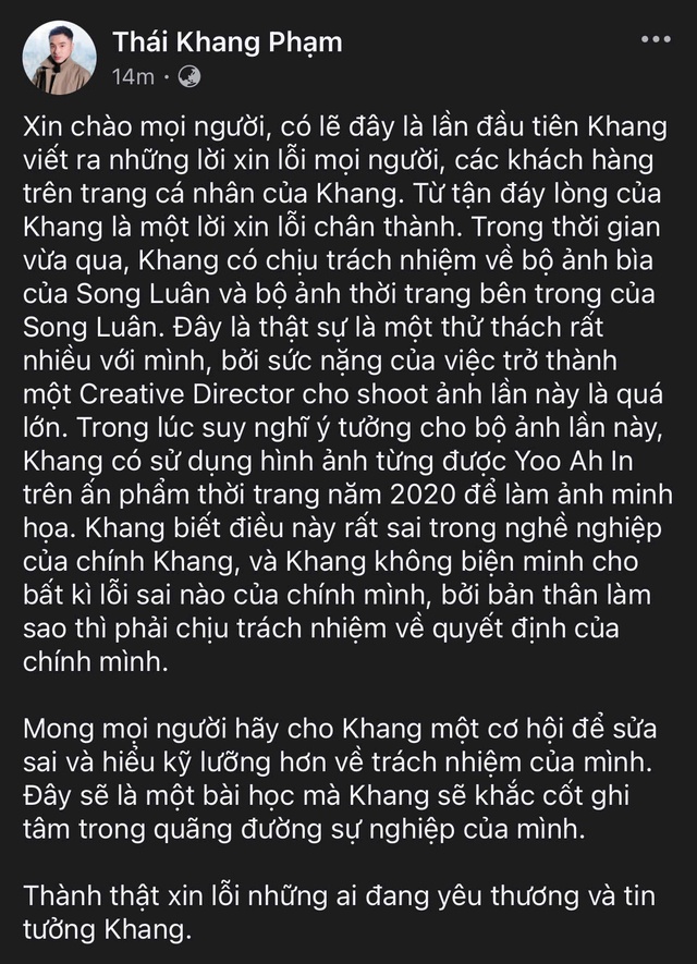 Giám đốc sáng tạo cho bộ ảnh bị tố đạo nhái của Song Luân xin lỗi- Ảnh 2. Giám đốc sáng tạo cho bộ ảnh bị tố đạo nhái của Song Luân xin lỗi- Ảnh 2.