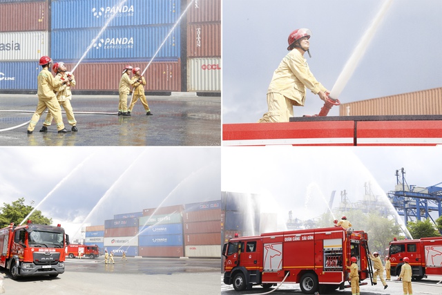 4: Thao diễn phương án chữa cháy container tại bãi hàng Terminal Cát Lái 4: Thao diễn phương án chữa cháy container tại bãi hàng Terminal Cát Lái