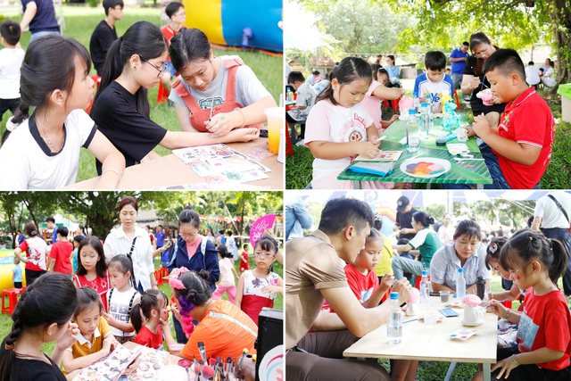 Phần hóa trang và tô màu thu hút thiếu nhi tham gia Phần hóa trang và tô màu thu hút thiếu nhi tham gia