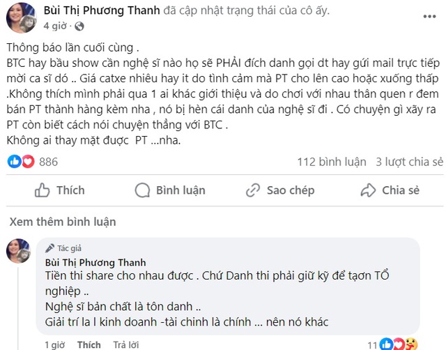Phương Thanh thông báo khẩn: "Nó bị hèn cái danh của nghệ sĩ đi"- Ảnh 1.