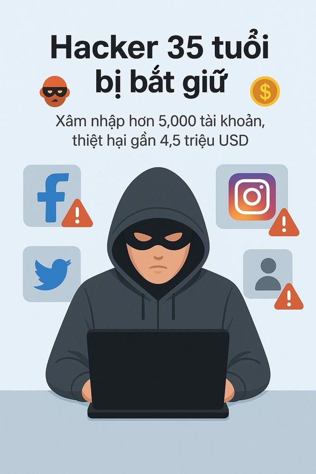 Bắt giữ hacker xâm nhập 5.000 tài khoản trong 7 năm để thu lợi 4,5 triệu USD tiền ảo- Ảnh 1. Bắt giữ hi88 gg xâm nhập 5.000 tài khoản trong 7 năm để thu lợi 4,5 triệu USD tiền ảo- Ảnh 1.
