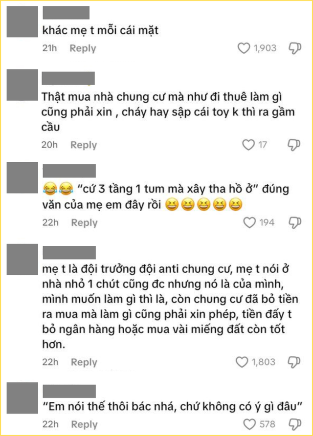 Trung b&igrave;nh c&aacute;c mẹ Việt Nam: &ldquo;C&oacute; 8 tỷ th&igrave; về qu&ecirc; mua đất, x&acirc;y nh&agrave; 3 tầng 1 tum tha hồ ở, tội g&igrave; chui v&agrave;o chung cư"- Ảnh 3.