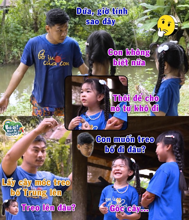 Bố ơi, mình đi đâu thế? tập 13: Con trai Duy Hưng vượt qua sợ hãi, con gái Trung Ruồi đòi 'treo bố lên gốc cây'- Ảnh 12. Bố ơi, mình đi đâu thế? tập 13: Con trai Duy Hưng vượt qua sợ hãi, con gái Trung Ruồi đòi 'treo bố lên gốc cây'- Ảnh 12.