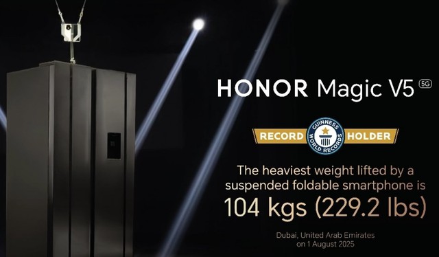 Honor Magic V5 lập kỷ lục Guinness: Bản lề siêu bền nâng được cả một chiếc tủ lạnh- Ảnh 2. Honor Magic V5 lập kỷ lục Guinness: Bản lề siêu bền nâng được cả một chiếc tủ lạnh- Ảnh 2.