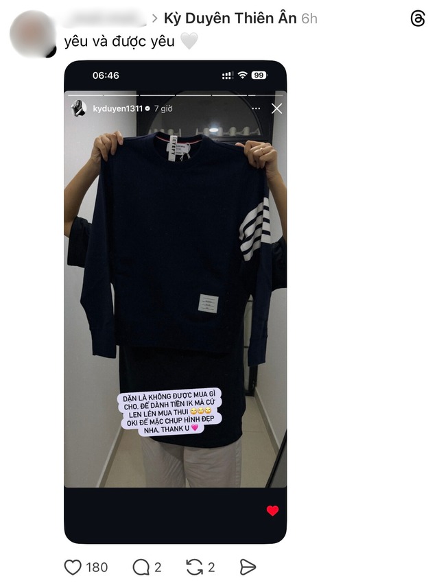 Thiên Ân chi chục triệu chỉ để dỗ Kỳ Duyên?- Ảnh 1. Thiên Ân chi chục triệu chỉ để dỗ Kỳ Duyên?- Ảnh 1.