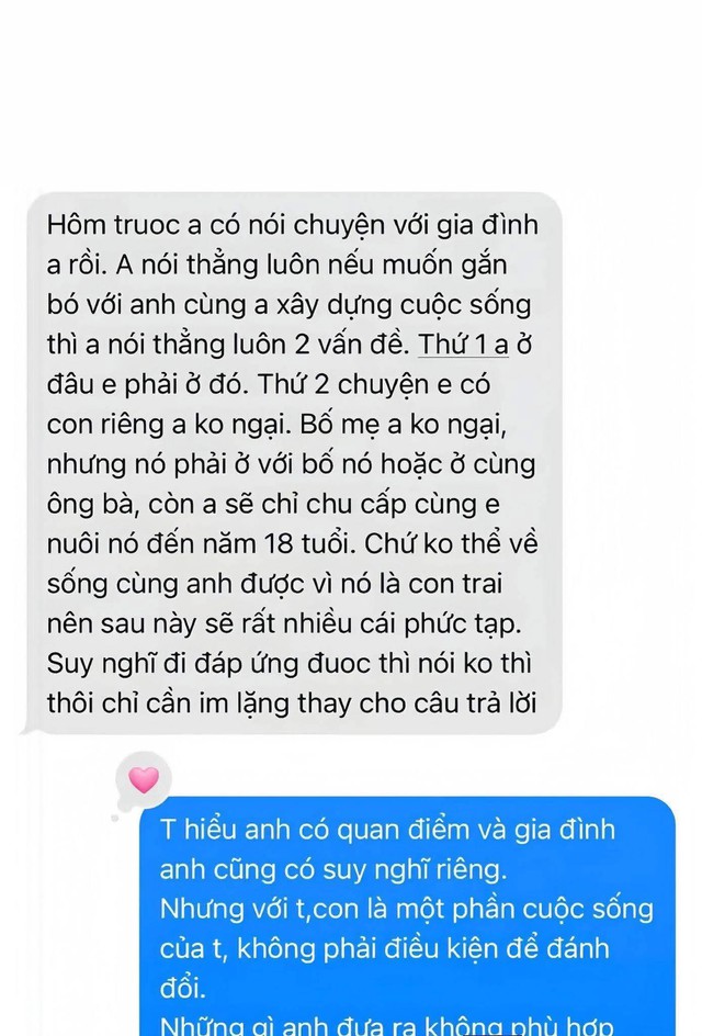 Đoạn tin nhắn dậy s&oacute;ng MXH h&ocirc;m nay: Cuộc "mặc cả" giữa người đ&agrave;n &ocirc;ng s&ograve;ng phẳng v&agrave; lời đ&aacute;p nhức nhối của mẹ đơn th&acirc;n- Ảnh 1.