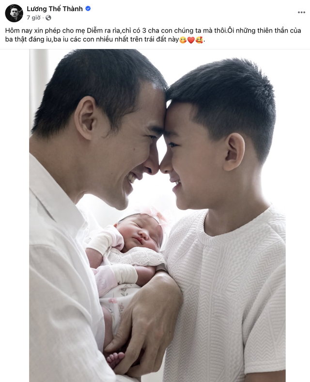 Lương Thế Th&agrave;nh tuy&ecirc;n bố &ldquo;cho mẹ Diễm ra r&igrave;a&rdquo; sau khi đ&oacute;n con g&aacute;i thứ hai, nh&igrave;n khoảnh khắc b&ecirc;n 2 con mới thấy &ocirc;ng bố m&ecirc; con đến mức n&agrave;o- Ảnh 1.